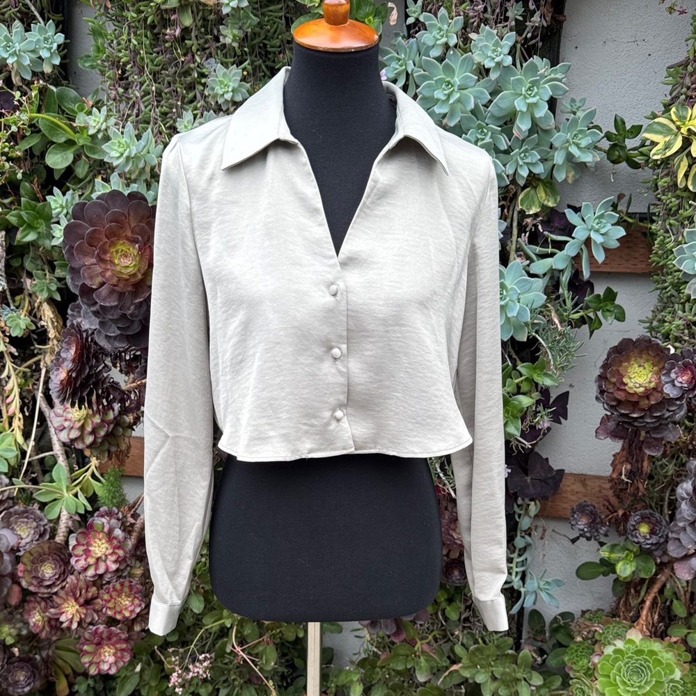 Elegant Pale Green Button-Up Women's Top
